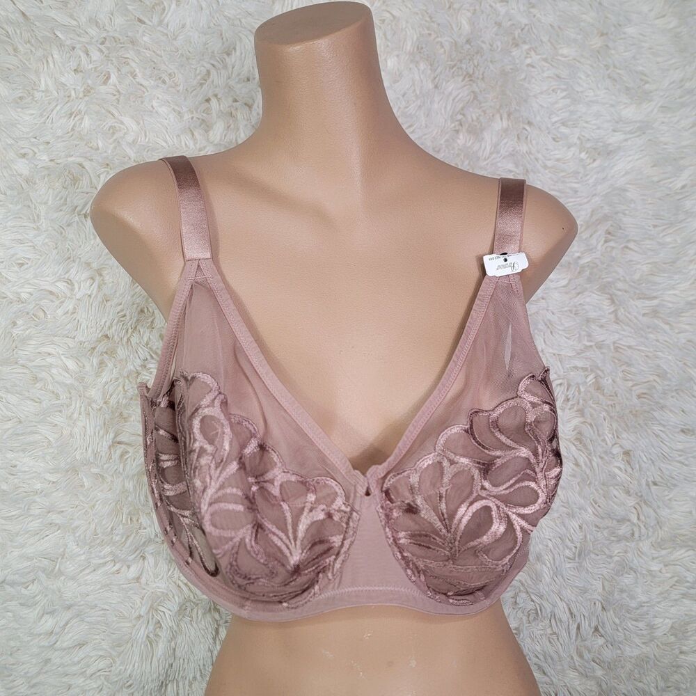 Paramour Women's Plus Size 42H Lotus Unlined Bra Underwire Style 115088 Brown O